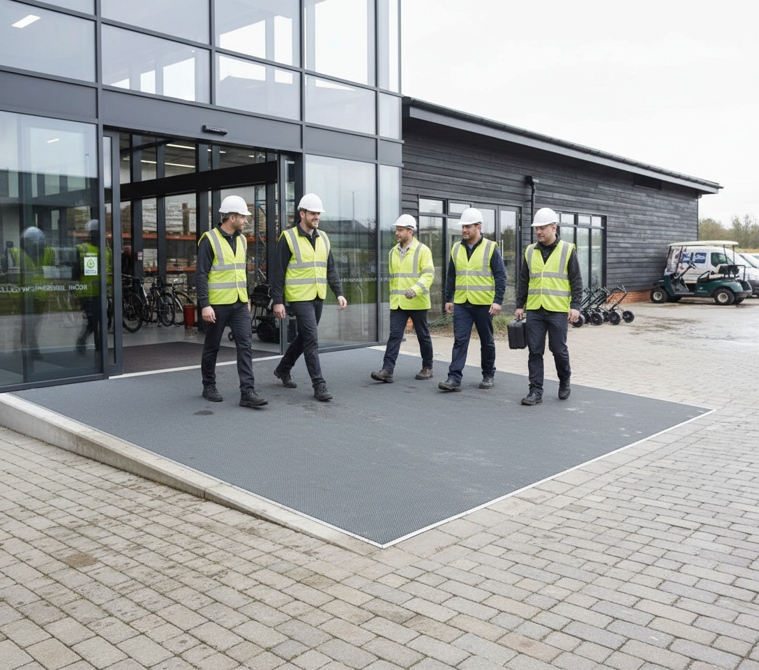 Premium Heavy Duty Entry Roll Matting with Open Grid Construction for Dirt and Moisture Control in Commercial Environments