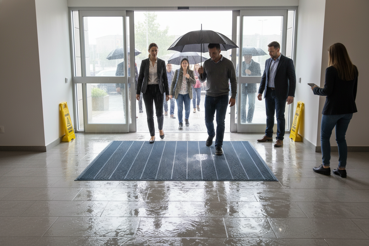 Premium Bi-Level Herringbone Entrance Mat with Fashion Border for Superior Dirt and Moisture Control