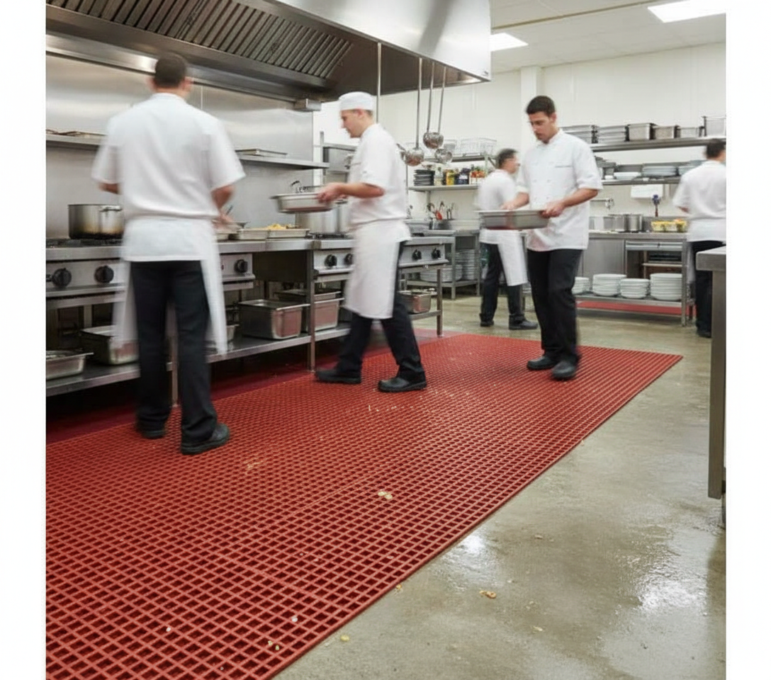 Premium Non-Slip Grease Resistant Roll Mats for Food Processing - Anti-Bacterial, Durable, Custom Length Options