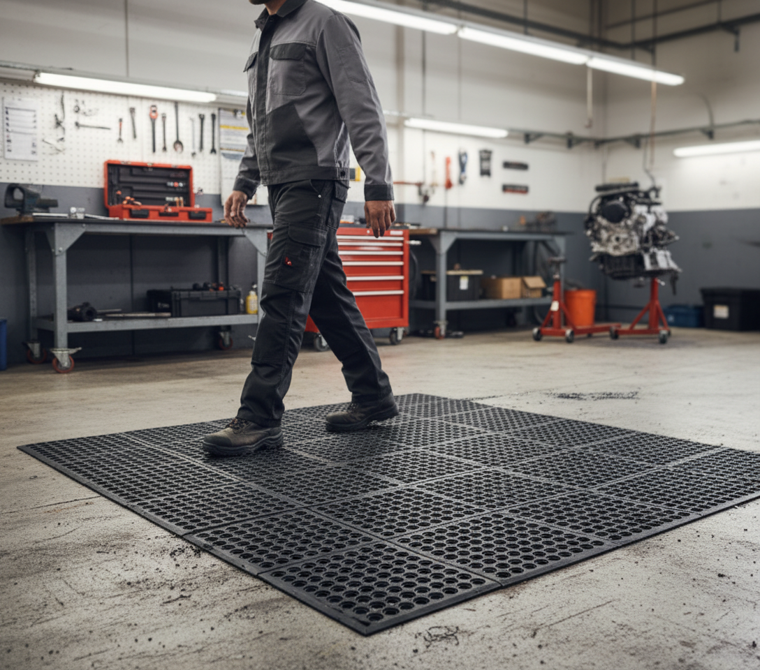 Premium Anti-Fatigue Mat with Slip-Resistant Surface and Drainage Holes for Workplace Safety