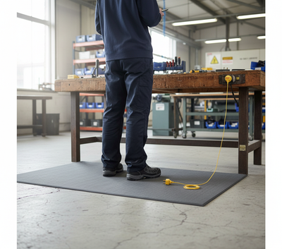Professional ESD Anti-Static Mat with Anti-Fatigue Properties and Grounding Connection for Safe Work Environments
