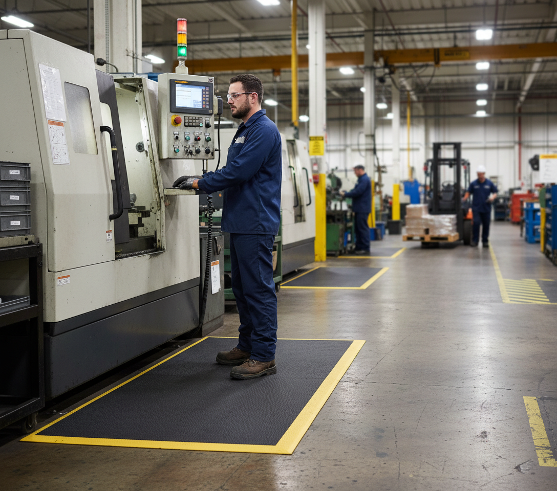 Premium Anti-Fatigue Roll Matting 30cm Wide, 0.95cm Thick PVC Foam for Dry Areas, Fixed Width with Safety Borders