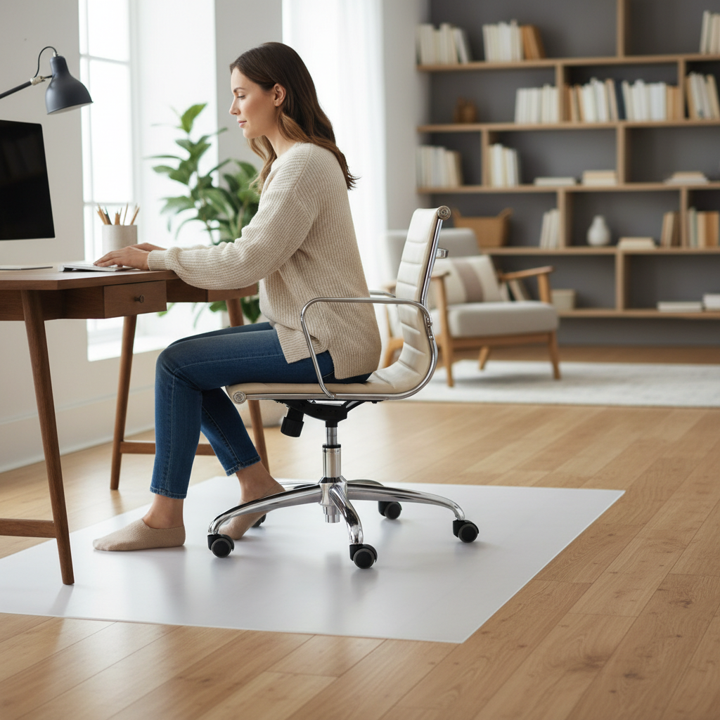 Premium Semi-Transparent Floor Protection Mat in Milky White - Custom Made for Hard Floors with Enhanced Durability and Style