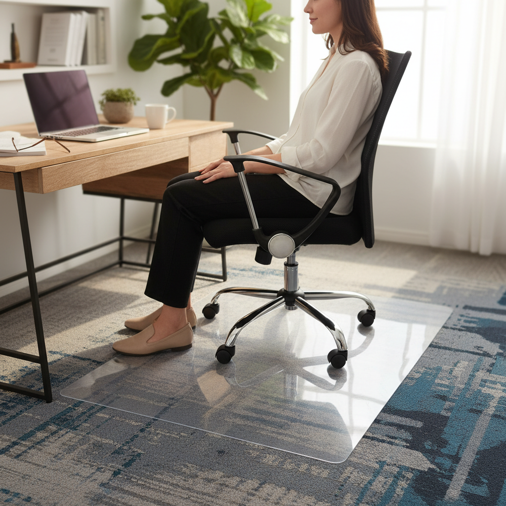 Premium Transparent Polycarbonate Chair Mat for Carpet Floors - High Scratch Resistance, Slip Resistant, and Break-Proof Design