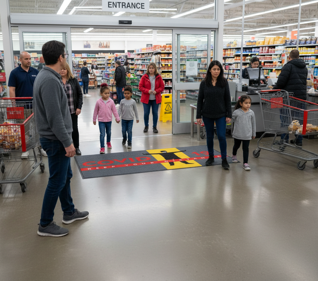 Premium Heavy Duty Keep Your Distance Mat with Non-Slip Rubber Backing for High Traffic Areas - Eco-Friendly and Durable