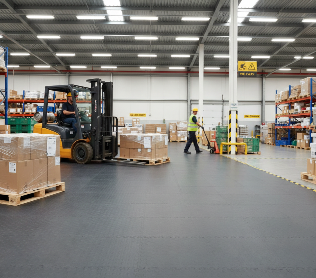 Premium Eco PVC Floor Covering - Durable Interlocking Tiles for Industrial Applications