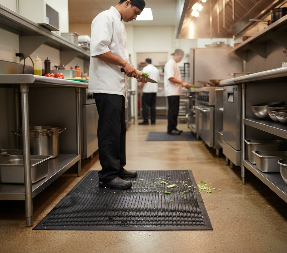 Heavy Duty Non-Slip Rubber Mats with Raised Nubs for Traction in Wet and Greasy Areas - Ideal for Entrances and Kitchens