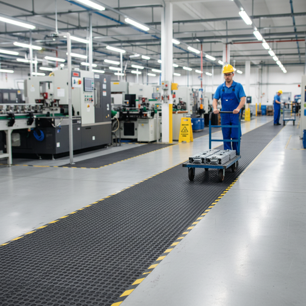 Premium Heavy-Duty Broad-Ribbed Vinyl Matting for Industrial Safety and Comfort - High-Quality Professional Grade for Industrial and Commercial App...