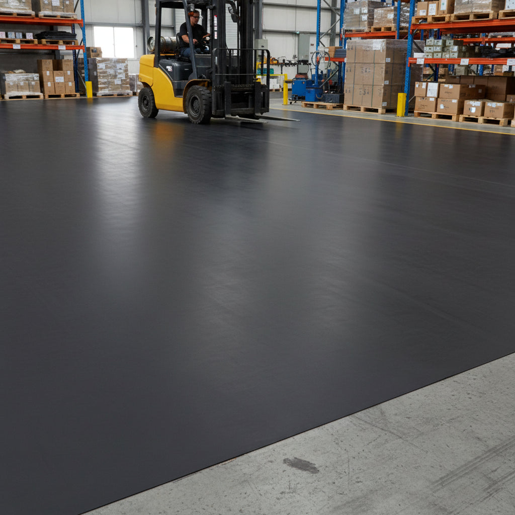 Industrial Rubber Sheeting Factory Floor with Forklift - Heavy Duty Protection UK