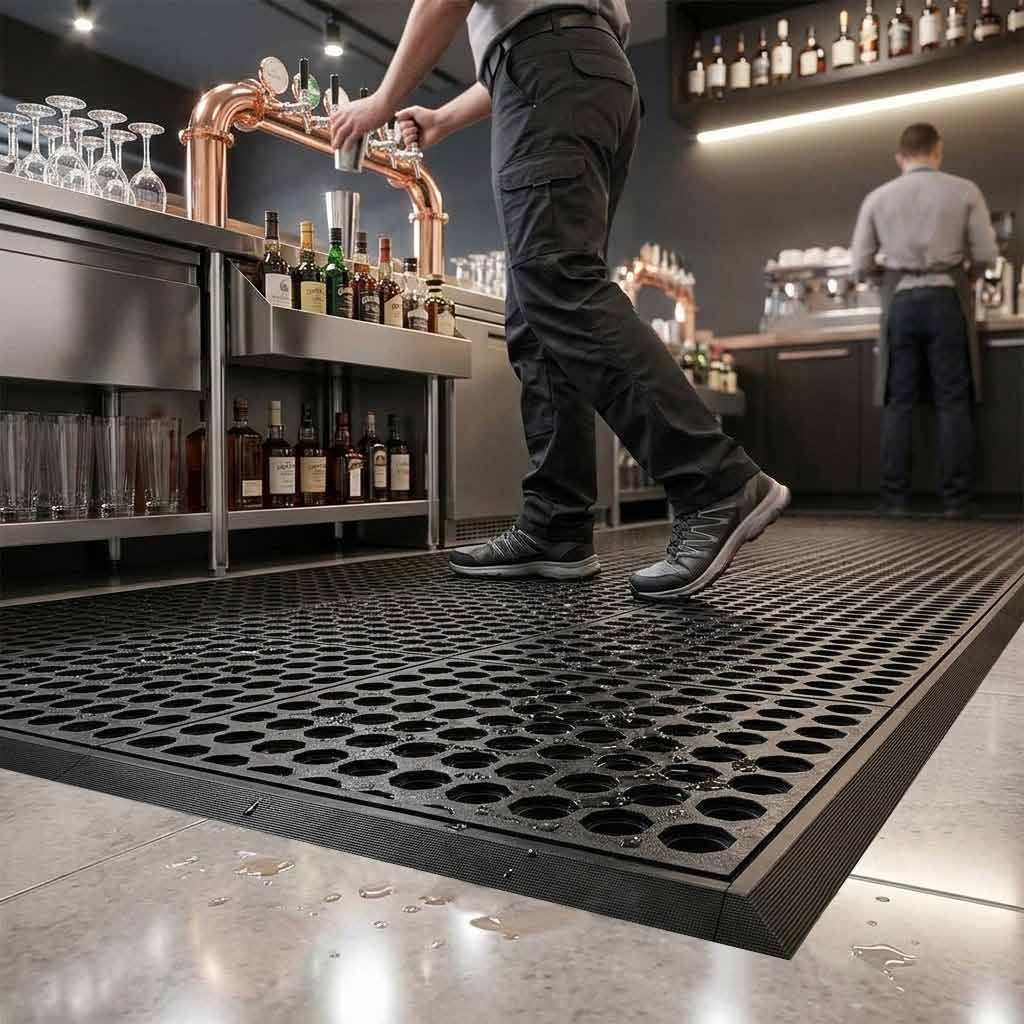 Heavy Duty Anti Fatigue Mat Tiles UK | Premium Wet Area Flooring