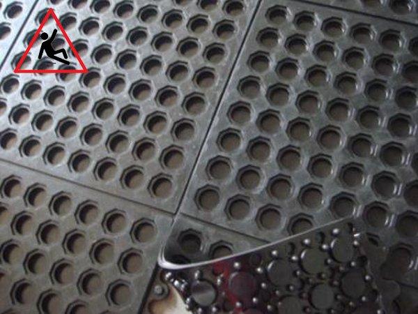 Rubber Anti Slip Industrial Mat Tile with Drainage Holes - Slip Not Co Uk