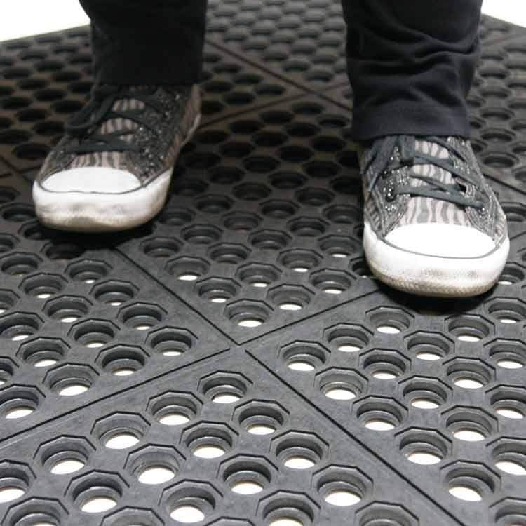 Rubber Anti Slip Industrial Mat Tile with Drainage Holes - Slip Not Co Uk
