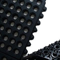 Rubber Industrial Mat Tile with Drainage Holes Anti-Fatigue 36x36 Inch, Nitrile Rubber, Oil & Grease Resistant, Perfect for Industrial Use